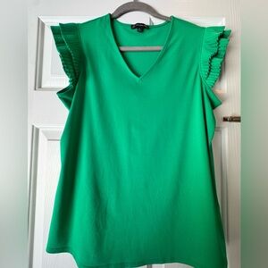 Adrianna Papell Emerald Pleated Sleeve Blouse